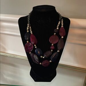 #114 - LIVE SHOW - Two-Strand Purple/Navy Statement Bead Necklace